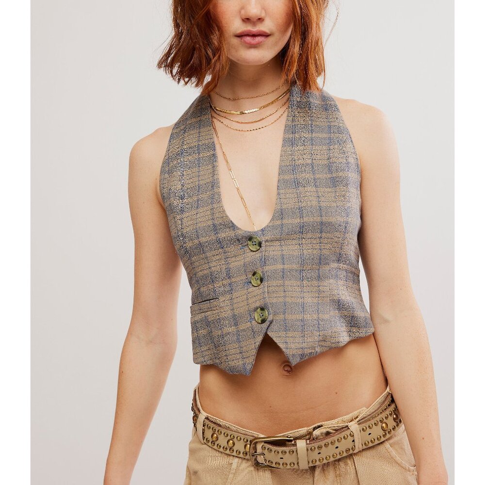FREE PEOPLE Libby Vest / Blue Grey Combo